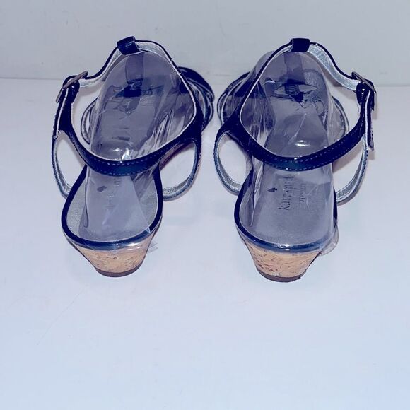 Kate Spade 1” leather wedge heels navy blue - Picture 10 of 12